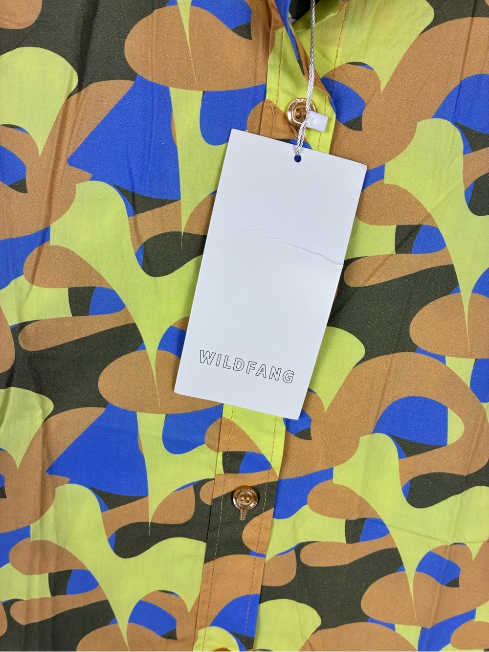Wildfang The Essential Short Sleeve Button Up - featuring a vibrant neon camo - Picture 2 of 5